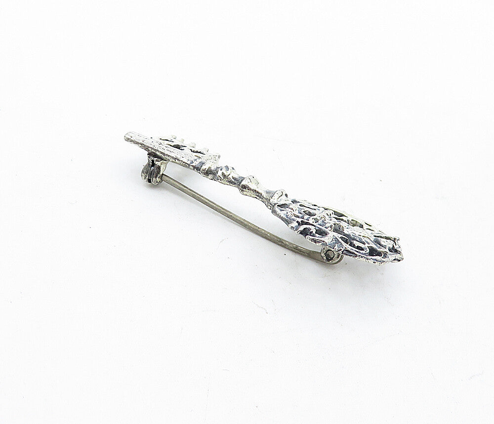 DANECRAFT 925 Sterling Silver  Vintage Floral Bird Key Motif Brooch Pin BP2052