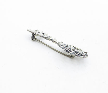 DANECRAFT 925 Sterling Silver  Vintage Floral Bird Key Motif Brooch Pin BP2052