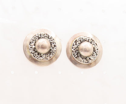 925 Sterling Silver Vintage Earrings MEXICO Modernist Brutalist Design  EG13127