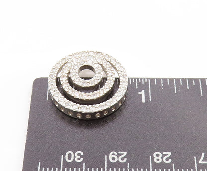 925 Sterling Silver Vintage Pendant Sparkling CZ Cosmic Circles Charm  PT25034