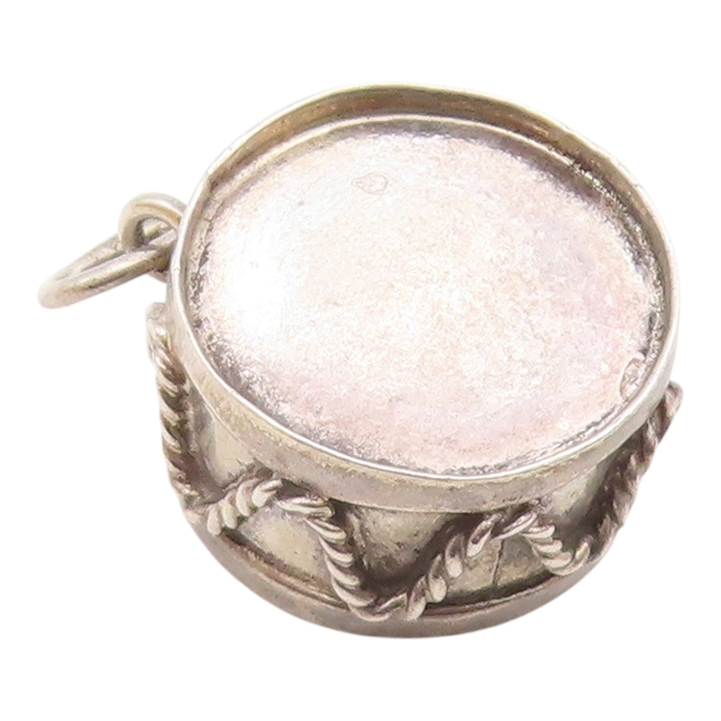 925 Sterling Silver  Vintage Twisted Rope Marching Drum Pendant  PT20202