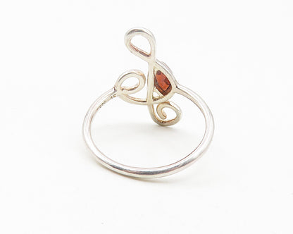 925 Sterling Silver  Marquise Cut Garnet Treble Clef Band Ring Sz 7  RG11322
