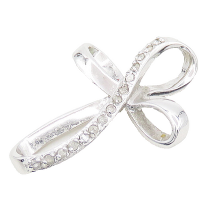 925 Sterling Silver  Shiny Genuine Diamonds Religious Cross Pendant  PT14934
