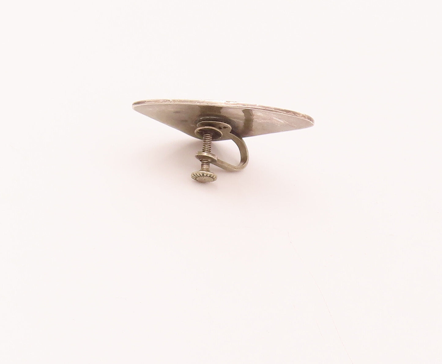 MEXICO 925 Silver  Vintage Modernist Wildlife Etched Triangle Earrings EG12471