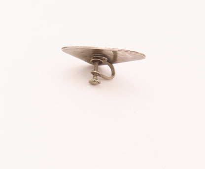 MEXICO 925 Silver  Vintage Modernist Wildlife Etched Triangle Earrings EG12471