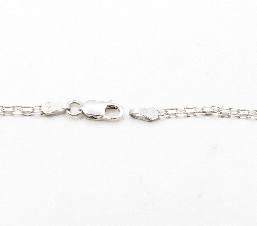 925 Sterling Silver  Genuine Black & White Diamonds Chain Necklace  NE2524
