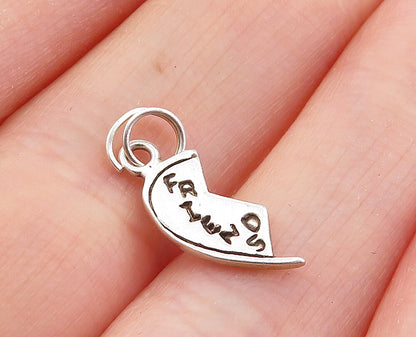 925 Sterling Silver  Vintage Petite Friends Love Heart Half Pendant  PT4058