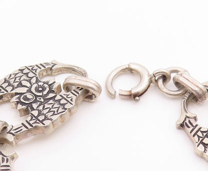 BB 925 Sterling Silver  Vintage Floral Etched Design Chain Bracelet  BT8508