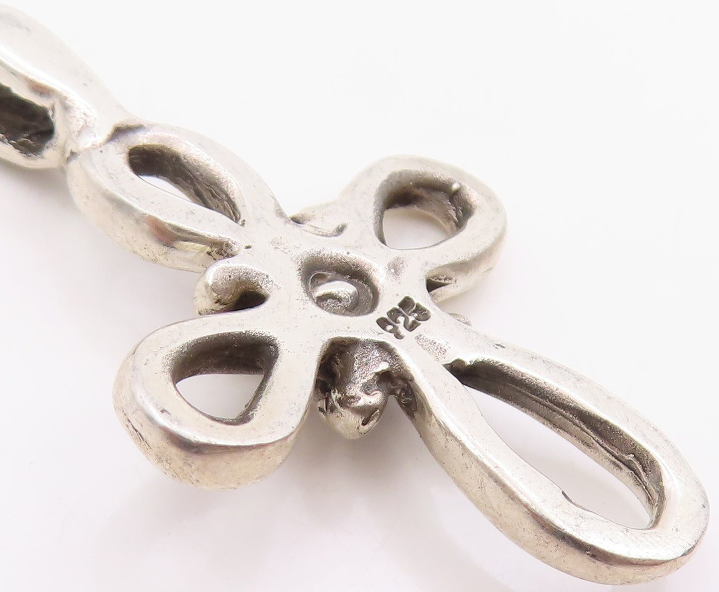 925 Sterling Silver Vintage Pendant Modernist Celtic Knot Holy Cross  PT26127