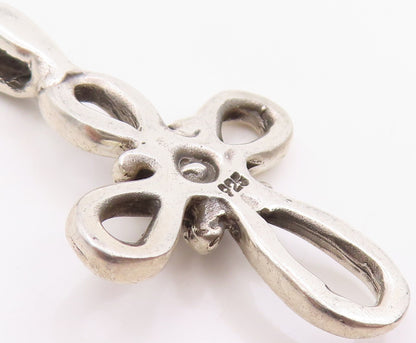 925 Sterling Silver Vintage Pendant Modernist Celtic Knot Holy Cross  PT26127