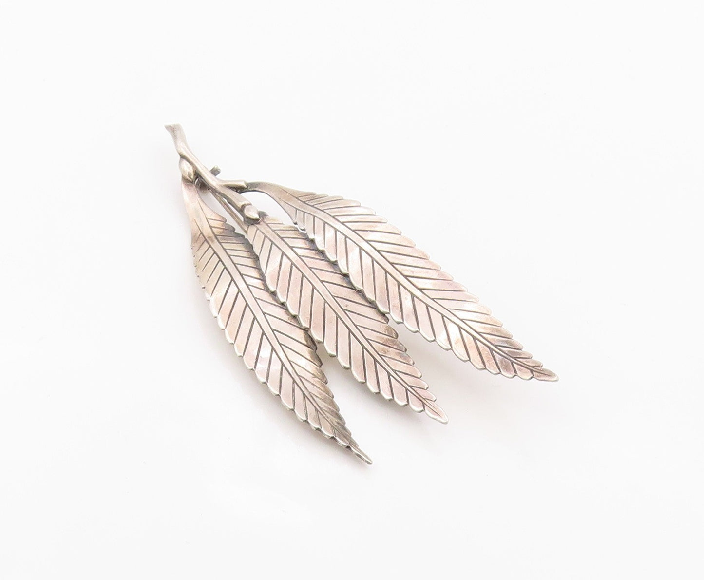 925 Sterling Silver Vintage Brooch Pin GERTRUD ENGEL Denmark Triple Leaf BP12554