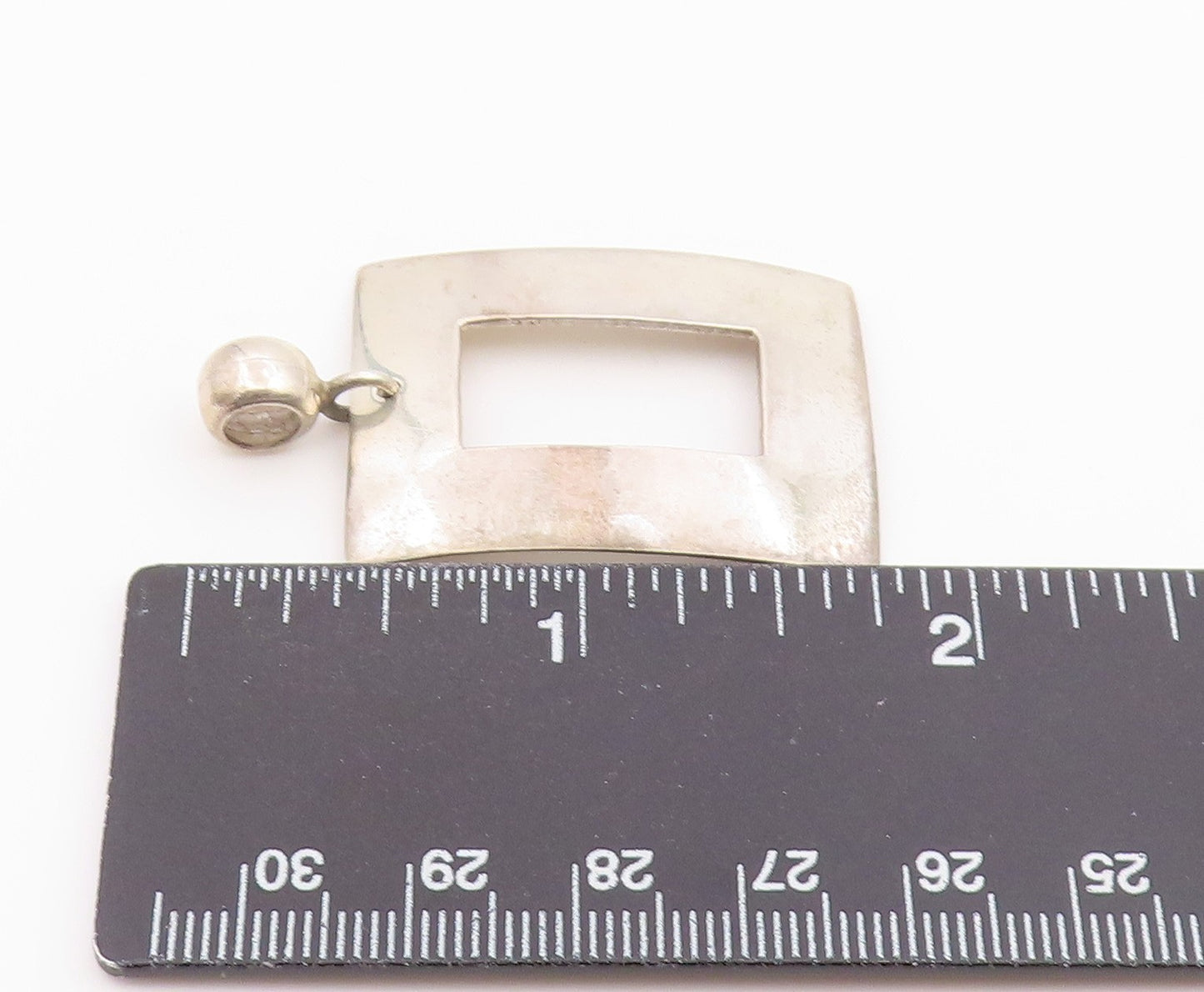 925 Sterling Silver Vintage Pendant ATI MEXICO Modernist Open Rectangle  PT26381