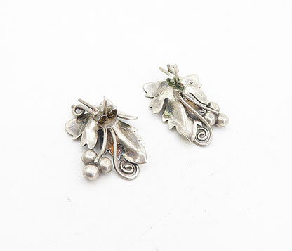 MEXICO 925 Sterling Silver  Vintage Floral Leaf Swirl Drop Earrings  EG4245
