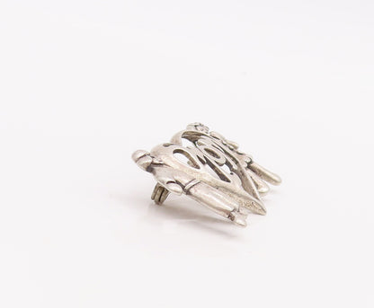 925 Sterling Silver Vintage Brooch Pin Love Mom Cutout With Children  BP11109