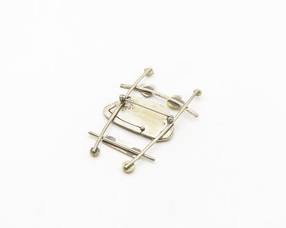 925 Sterling Silver  Vintage Modernist Un Chat Etched 2 Tone Brooch Pin BP7239