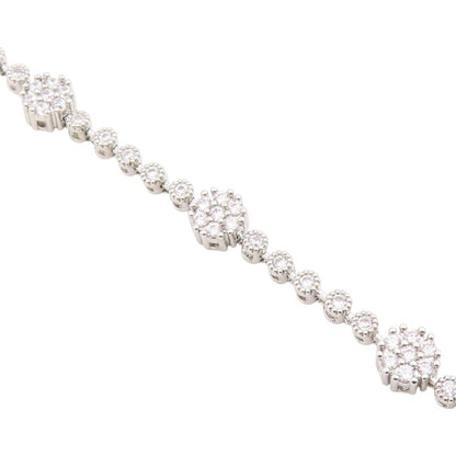 925 Sterling Silver Vintage Bracelet Elegant CZ Floral Blossom Link  BT12221