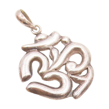 925 Sterling Silver Vintage Carved Hollow Yoga Symbol Pendant  PT21369