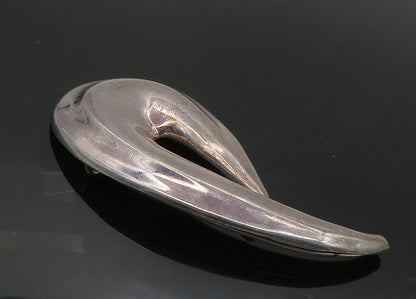 ZINA 925 Sterling Silver  Vintage Smooth Dark Tone Swirl Brooch Pin  BP4137