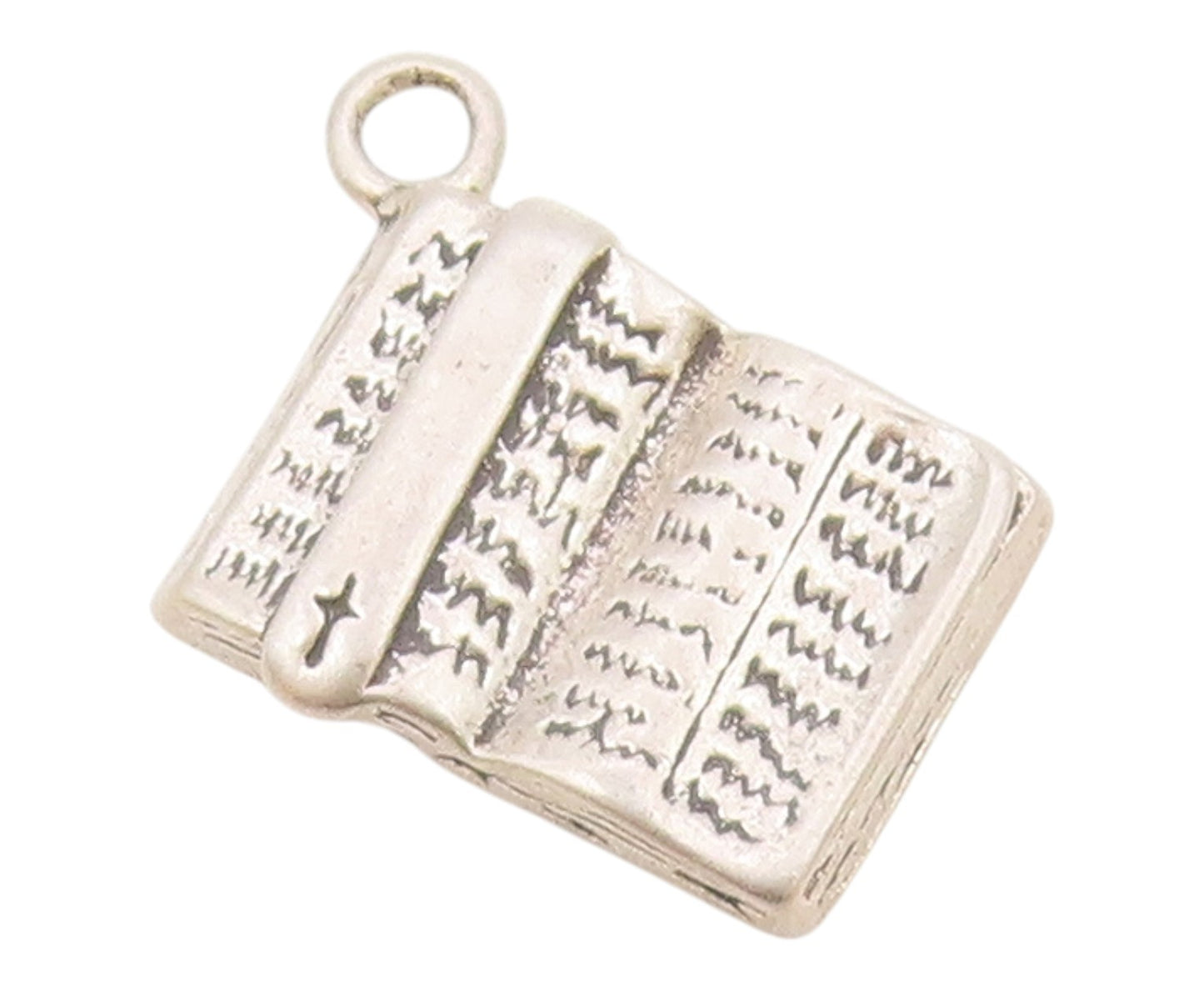 925 Sterling Silver  Vintage Open Religious Holy Bible Charm Pendant  PT21579