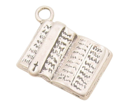 925 Sterling Silver  Vintage Open Religious Holy Bible Charm Pendant  PT21579