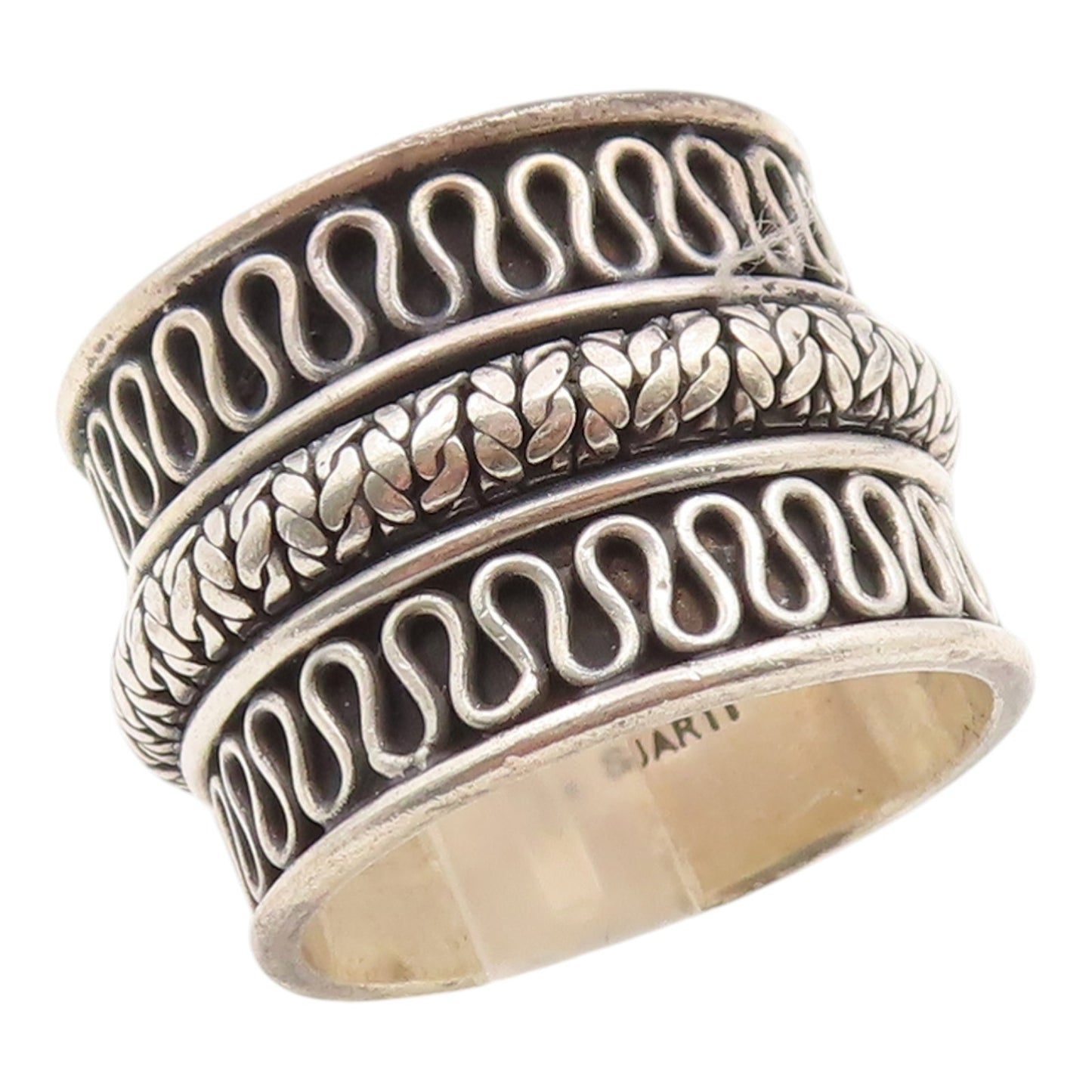 925 Sterling Silver Vintage Ring SUARTI BALI Rope Pattern Band  Sz 9.5  RG36102