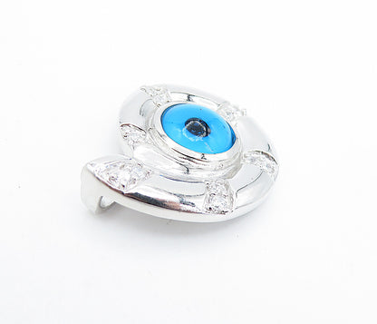 925 Sterling Silver  Sparkling Cubic Zirconia Evil Eye Swirl Pendant  PT5835