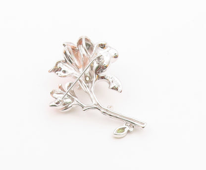 ROSS SIMON 925 Silver  Vintage Amethyst & Peridot Floral Brooch Pin  BP9981