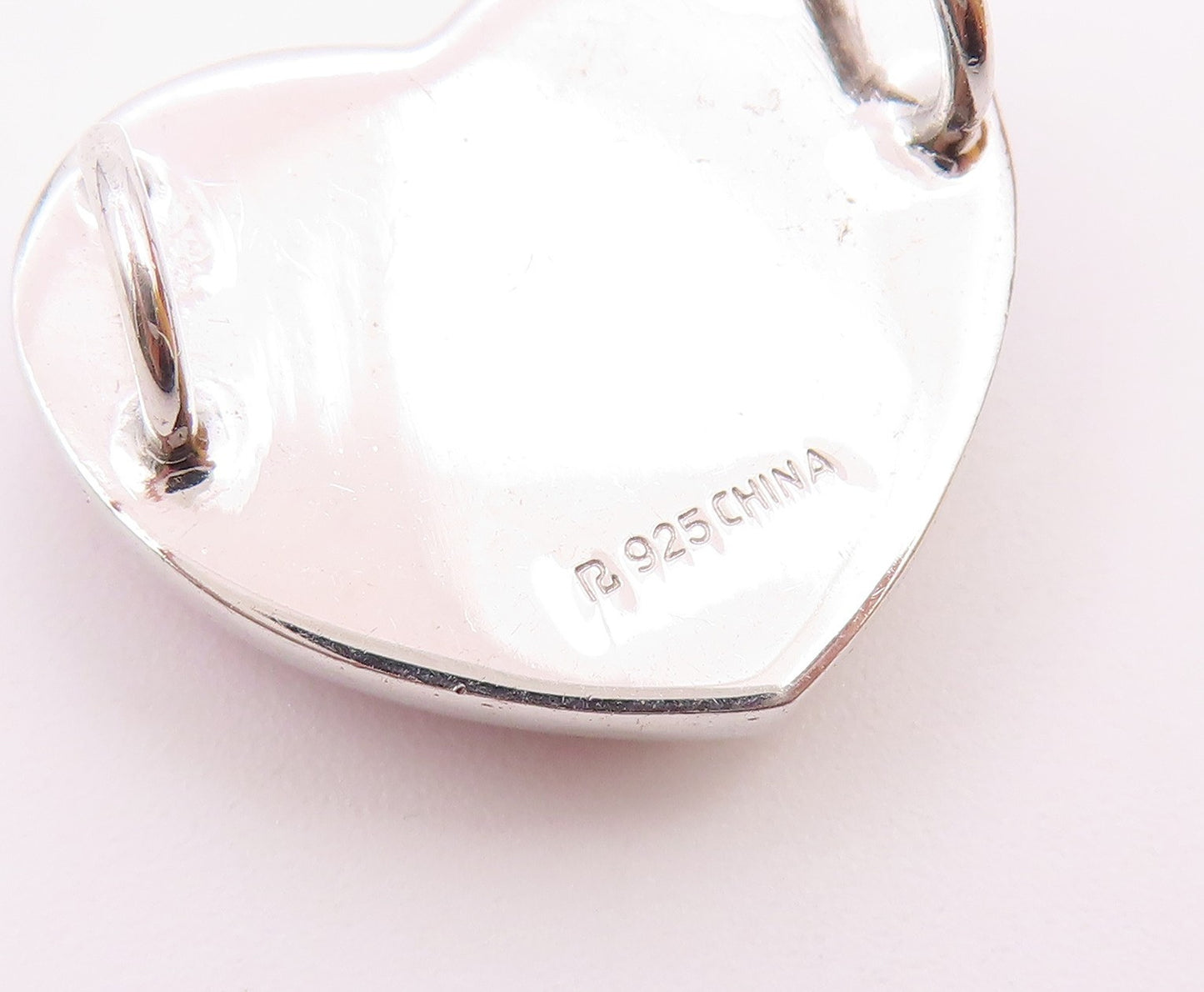 925 Sterling Silver  Vintage Shiny Enamel Love Heart Slide Pendant  PT16716