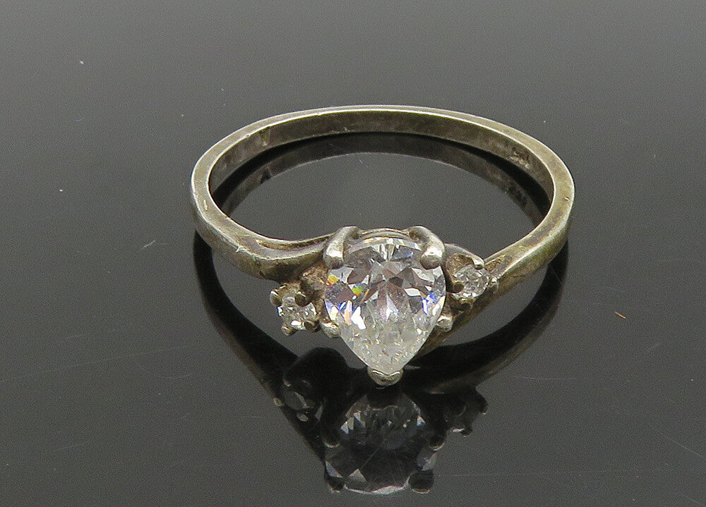 925 Sterling Silver  Vintage Cubic Zirconia Bypass Band Ring Sz 10  RG21902