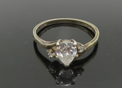 925 Sterling Silver  Vintage Cubic Zirconia Bypass Band Ring Sz 10  RG21902