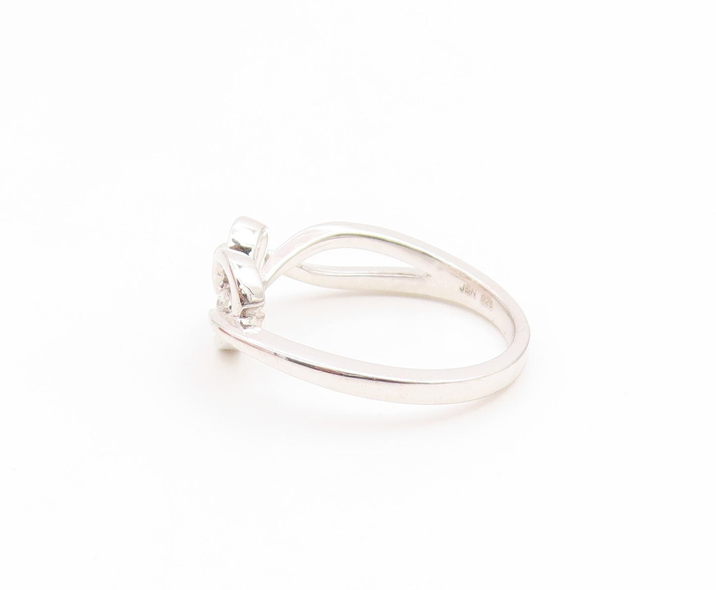925 Sterling Silver Vintage Ring Round CZ Elegant Love Heart Band  Sz 7  RG35229