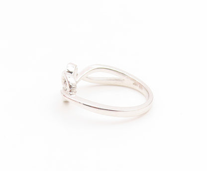 925 Sterling Silver Vintage Ring Round CZ Elegant Love Heart Band  Sz 7  RG35229