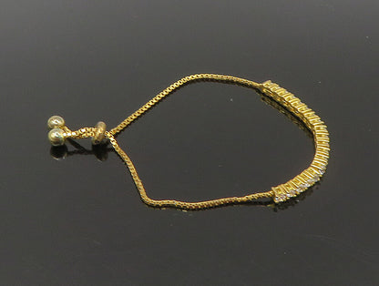 Gold Over 925 Silver  Cubic Zirconia Adjustable Child Box Chain Bracelet BT1104