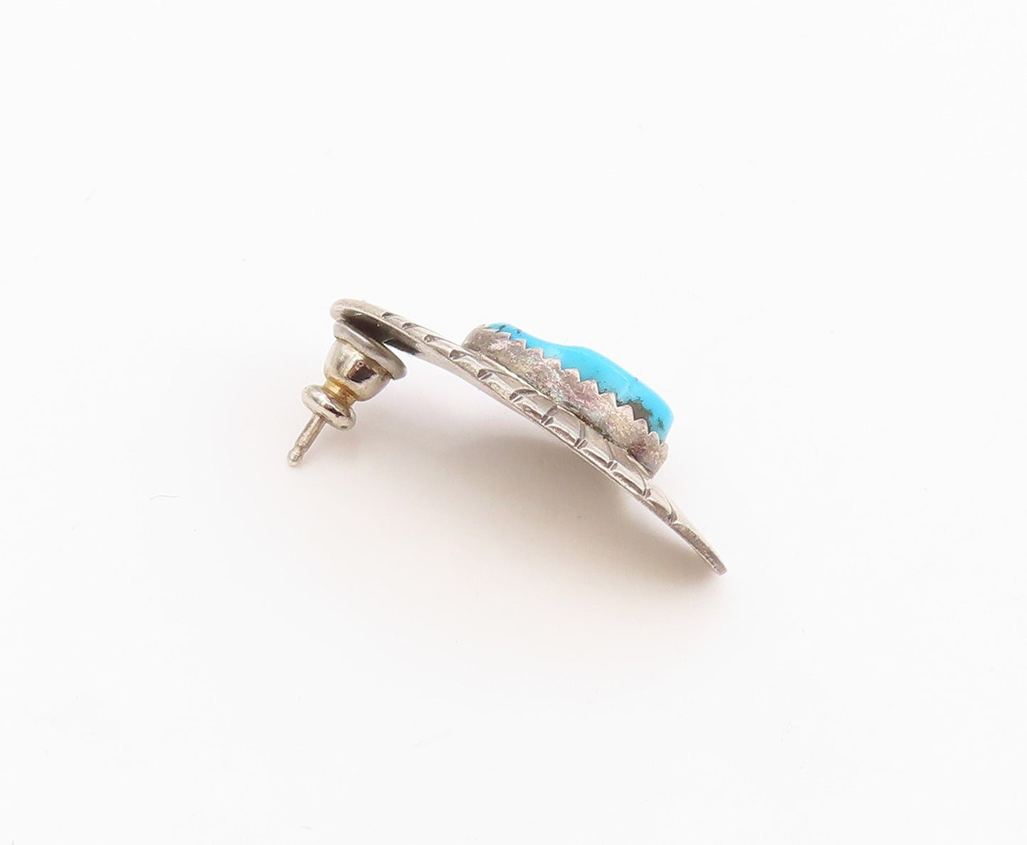 925 Sterling Silver Vintage Earrings NAVAJO ZUNI Gemstone Single Lot  EG14290