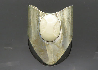 CELIA SEBIRI 925 Silver  Vintage Carved Stone Pointed Cuff Bracelet  BT8182
