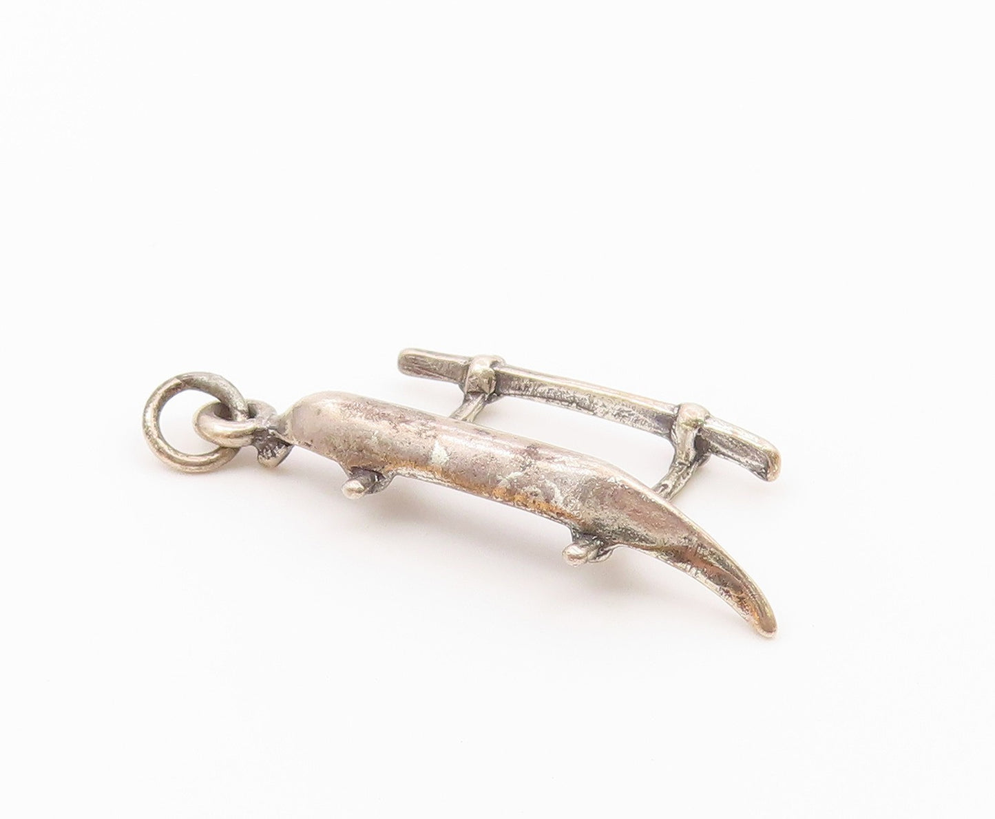 925 Sterling Silver  Vintage Sculpted Canoe Boat Pendant  PT21125