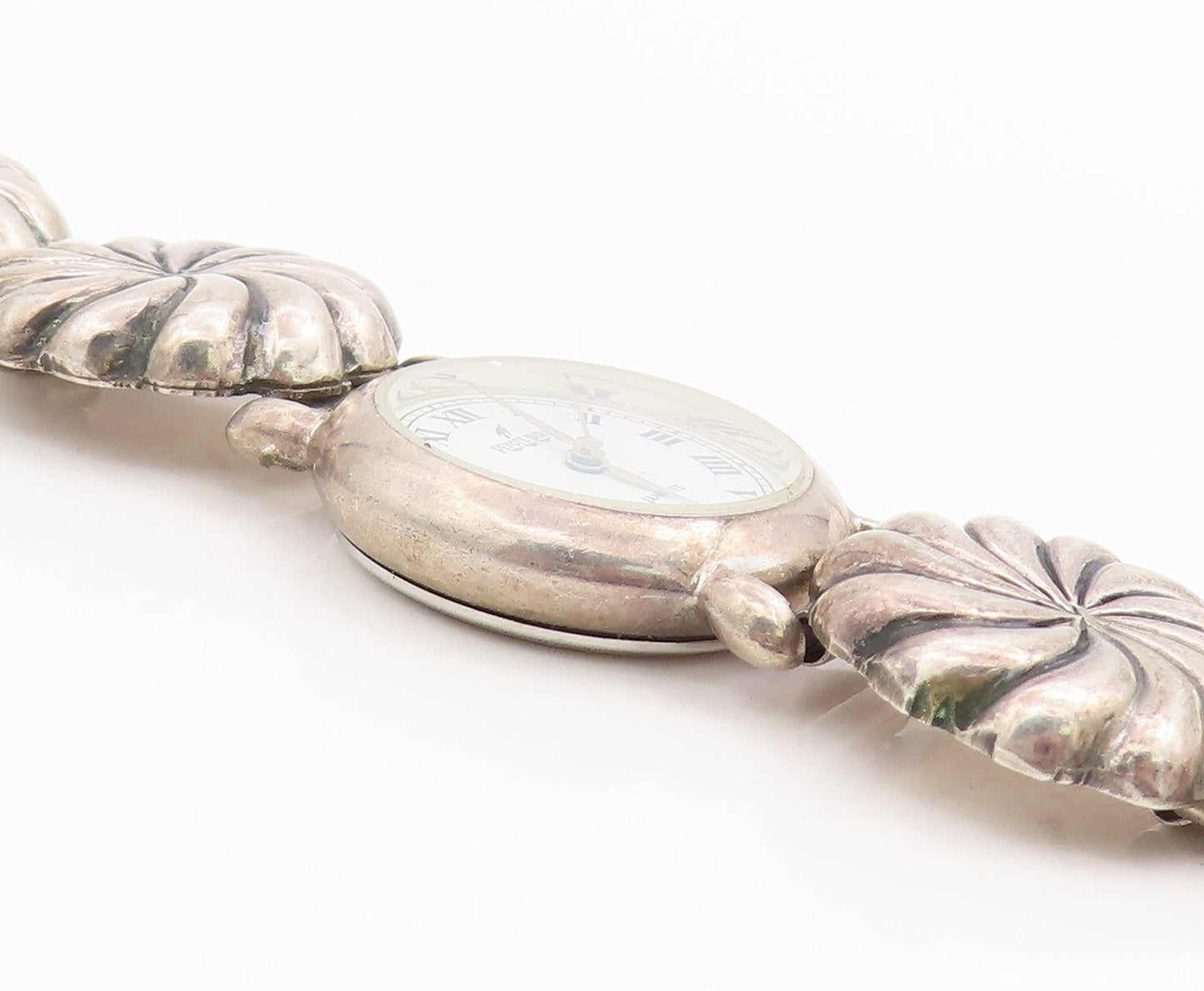 925 Sterling Silver Vintage Watch NAVAJO Dark Tone Floral Etched Band  TR3860