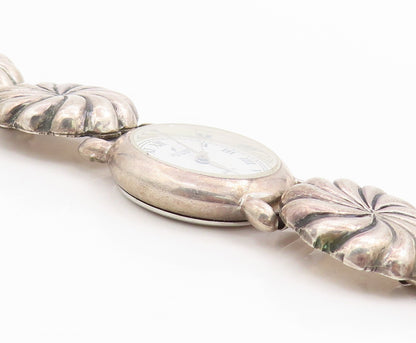 925 Sterling Silver Vintage Watch NAVAJO Dark Tone Floral Etched Band  TR3860