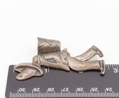 LOS CASTILLO TACO 925 Silver  Vintage Antique Walking Boy Brooch Pin  BP10305