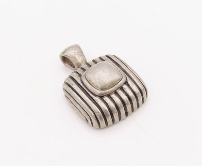 925 Sterling Silver Vintage Pendant ESPO SIG Solid Square Grooved Design PT23539