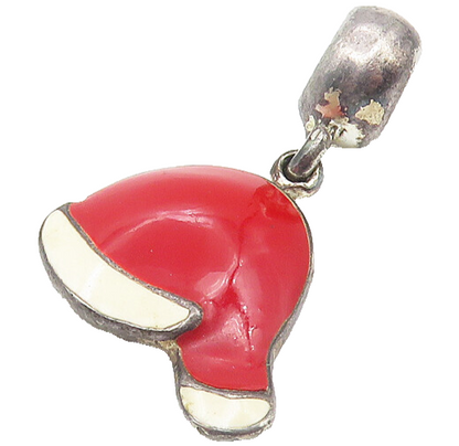 925 Sterling Silver  Vintage Enamel Coated Santa Christmas Hat Pendant  PT8606