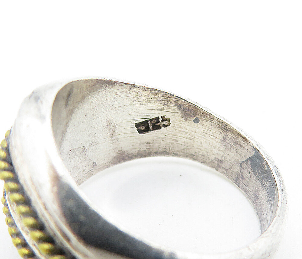 MEXICO 925 Silver  Vintage Two Tone Rope Twist Dome Band Ring Sz 8.5  RG6952