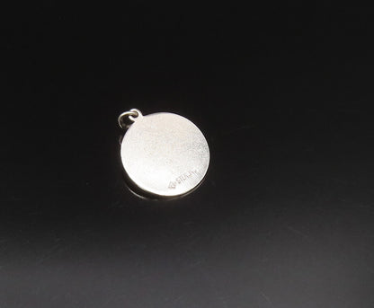 925 Silver  Vintage Engraved Merry Christmas Garnet Medal Pendant  PT21096