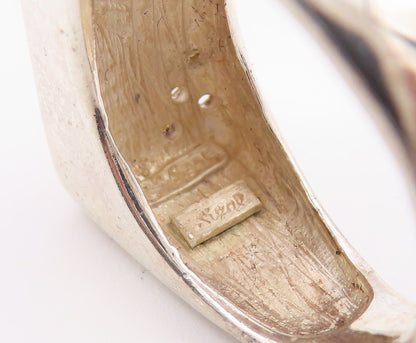 925 Sterling Silver Vintage Ring Topaz Enameled Geometric Band  Sz 9  RG36457