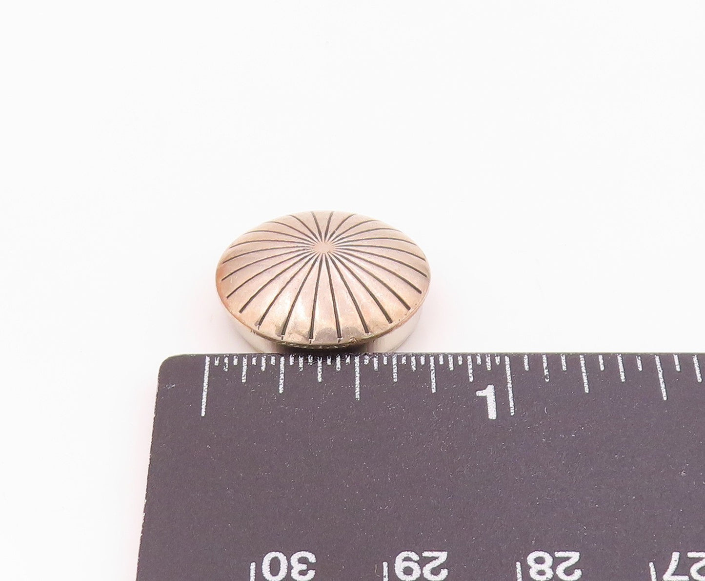 NAVAJO 925 Silver  Vintage Etched Lines Floral Motif Button Cover  TR3462