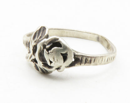 LAUREN CONRAD 925 Silver  Rose Flower Motif Bypass Band Ring Sz 6  RG11739