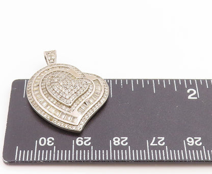 925 Sterling Silver Vintage Pendant Multi Shape CZ Classic Love Heart  PT26105