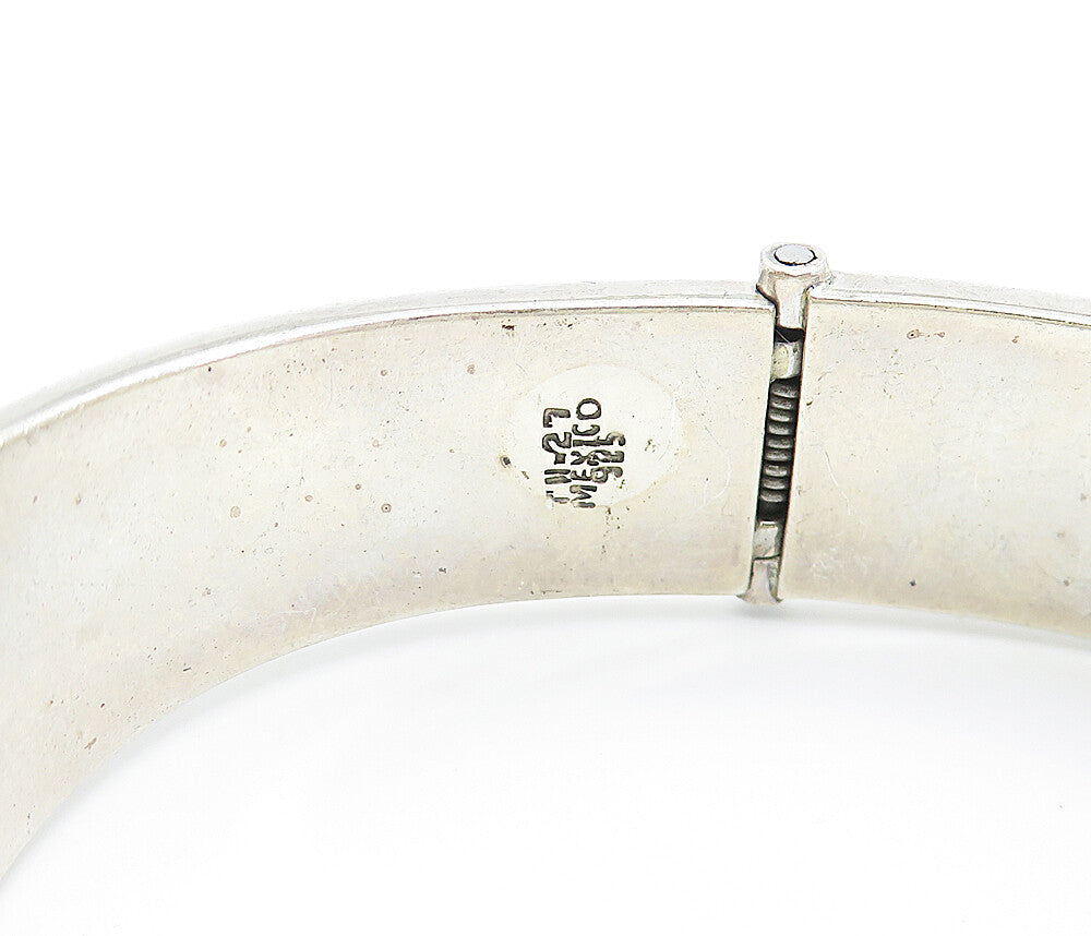 MEXICO 925 Sterling Silver  Vintage Bypass Style Hinge Bangle Bracelet  BT2512