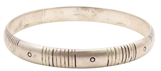 JEAN DUVOISIN 925 Sterling Silver  Vintage Modernist Bangle Bracelet  BT9060