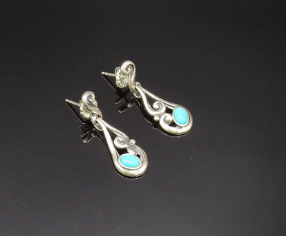 CAROLYN POLLACK 925 Silver  Vintage Swirl Wrapped Turquoise Earrings  EG11831